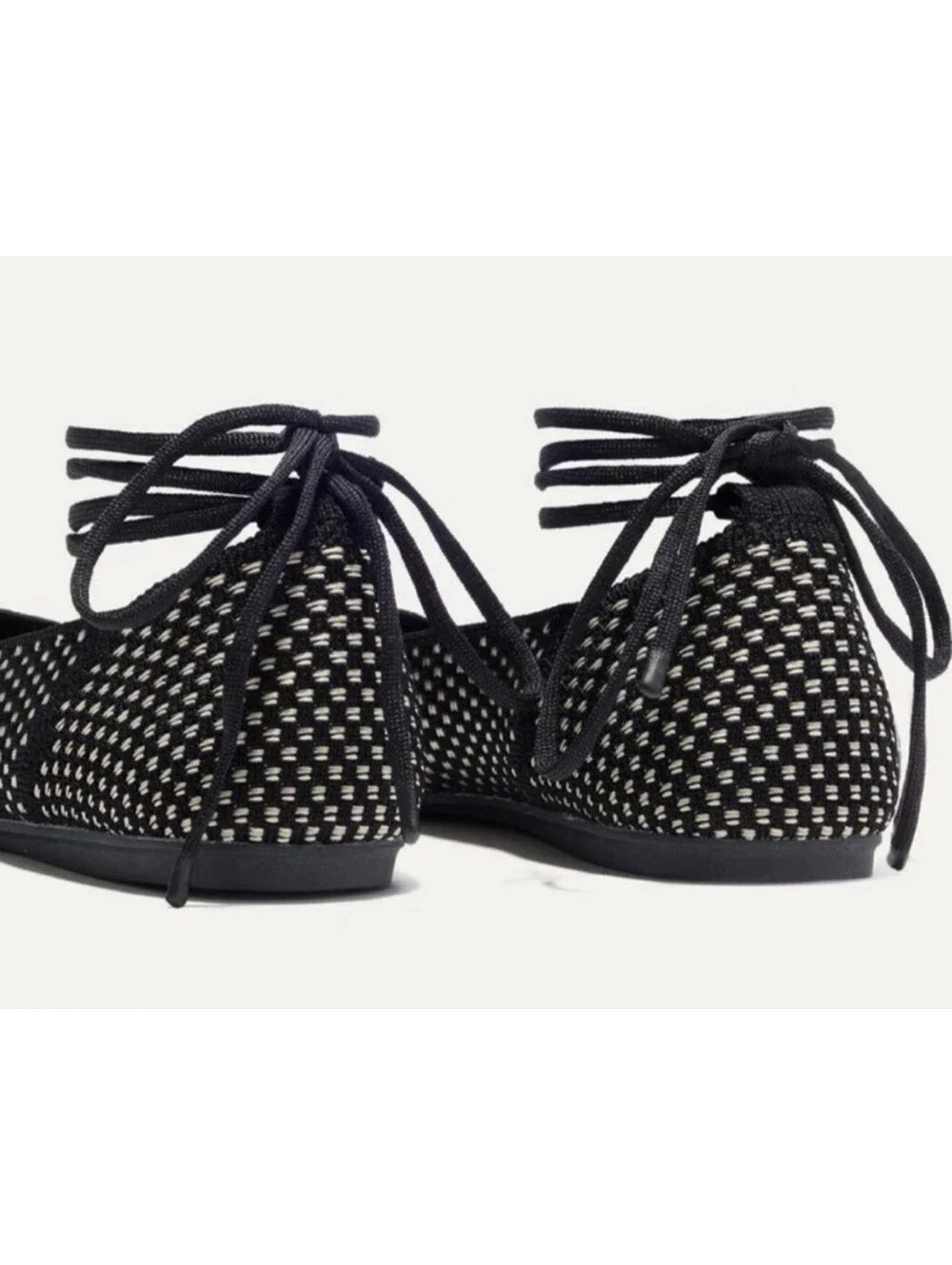 Rothy’s The Square Wrap Noir Women’s Size 10 Black/Ivory 102-009-Fun Ankle Laces